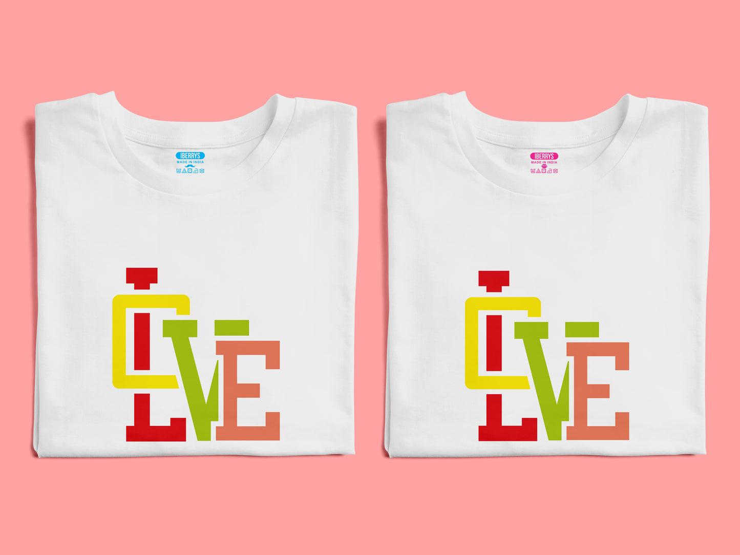 Love Quote Multicolored matching Couple T shirts- White