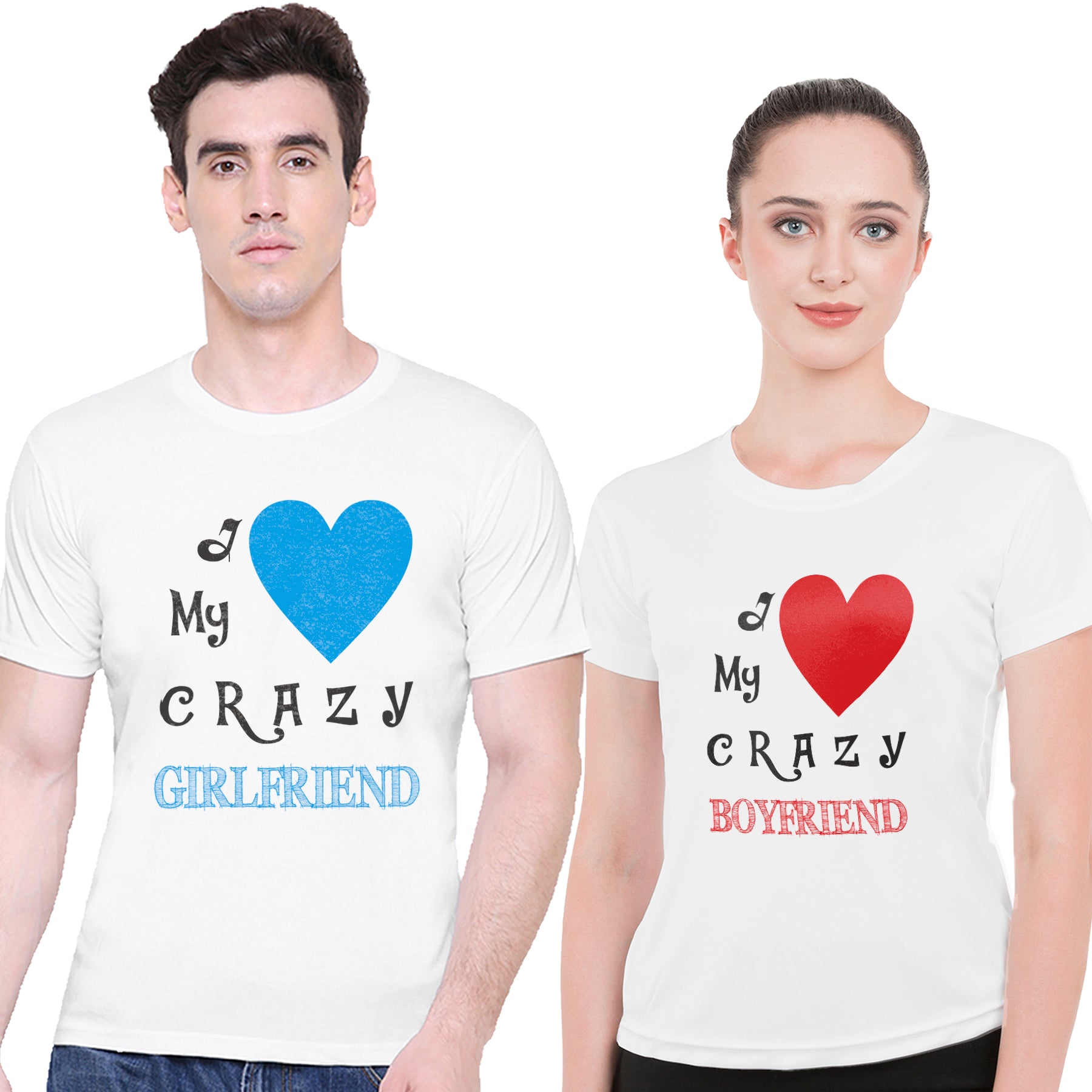 Crazy Love matching Couple T shirts- White
