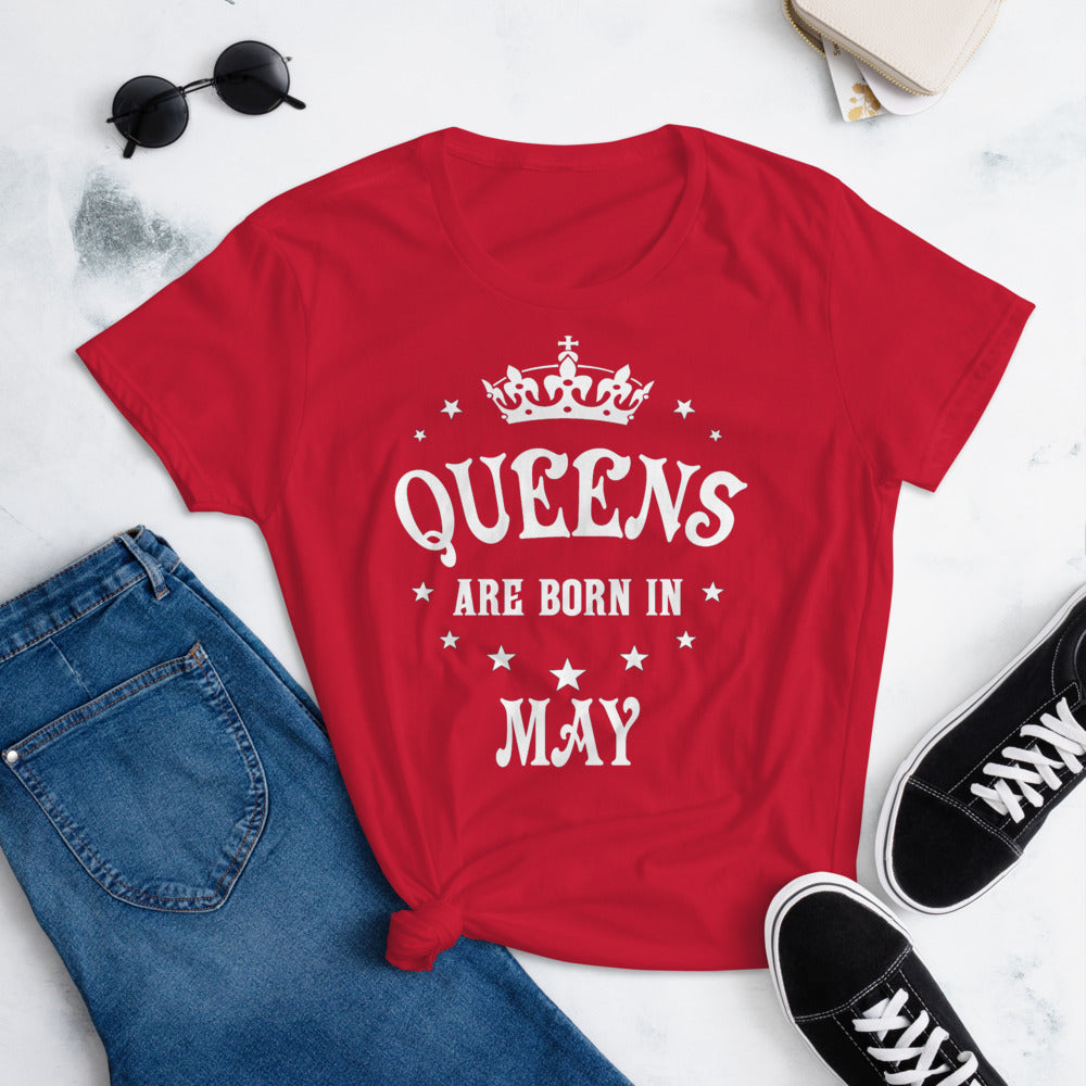 iberrys Birthday month T Shirt for Women |May Birthday Month tshirt | Half Sleeve T-Shirt | Round Neck T Shirt |Cotton T-Shirt for Women- (05)