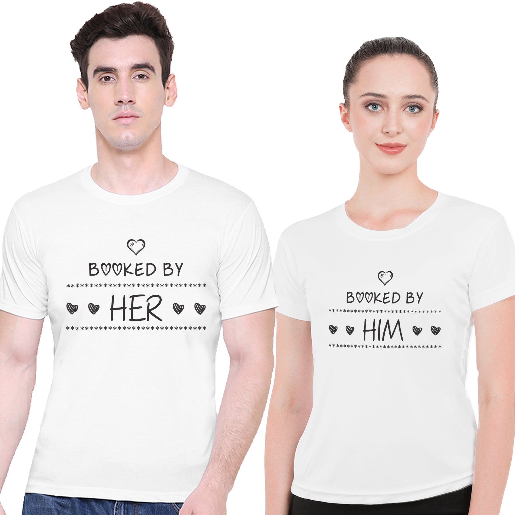 Booked by her matching Couple T shirts- White