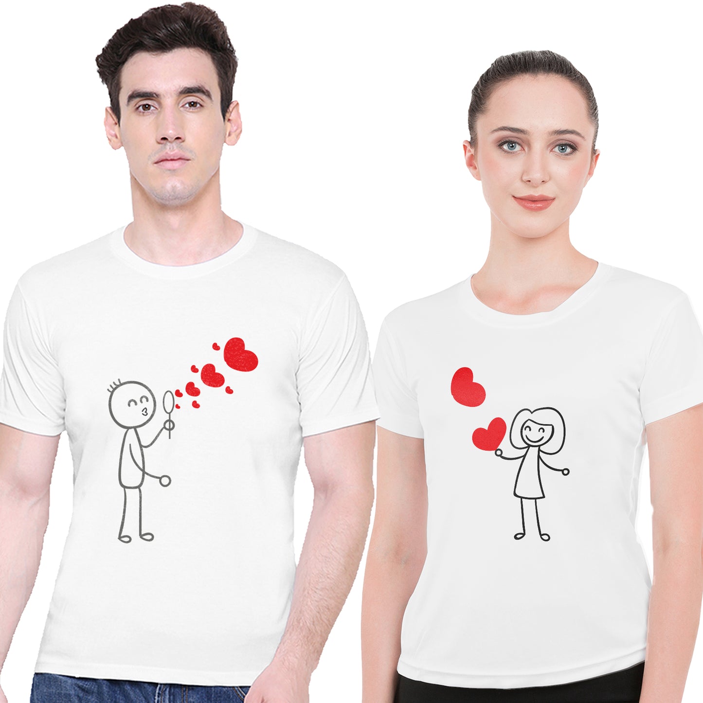 Love Bubble matching Couple T shirts- White