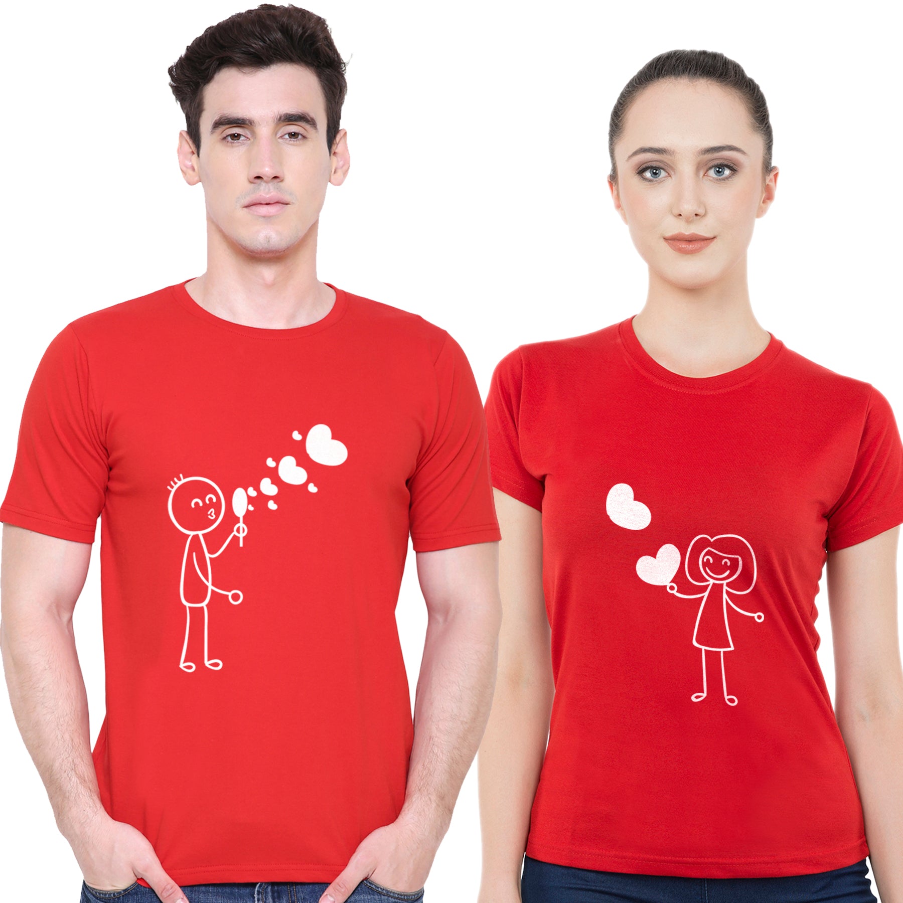 Love Bubblematching Couple T shirts- Red