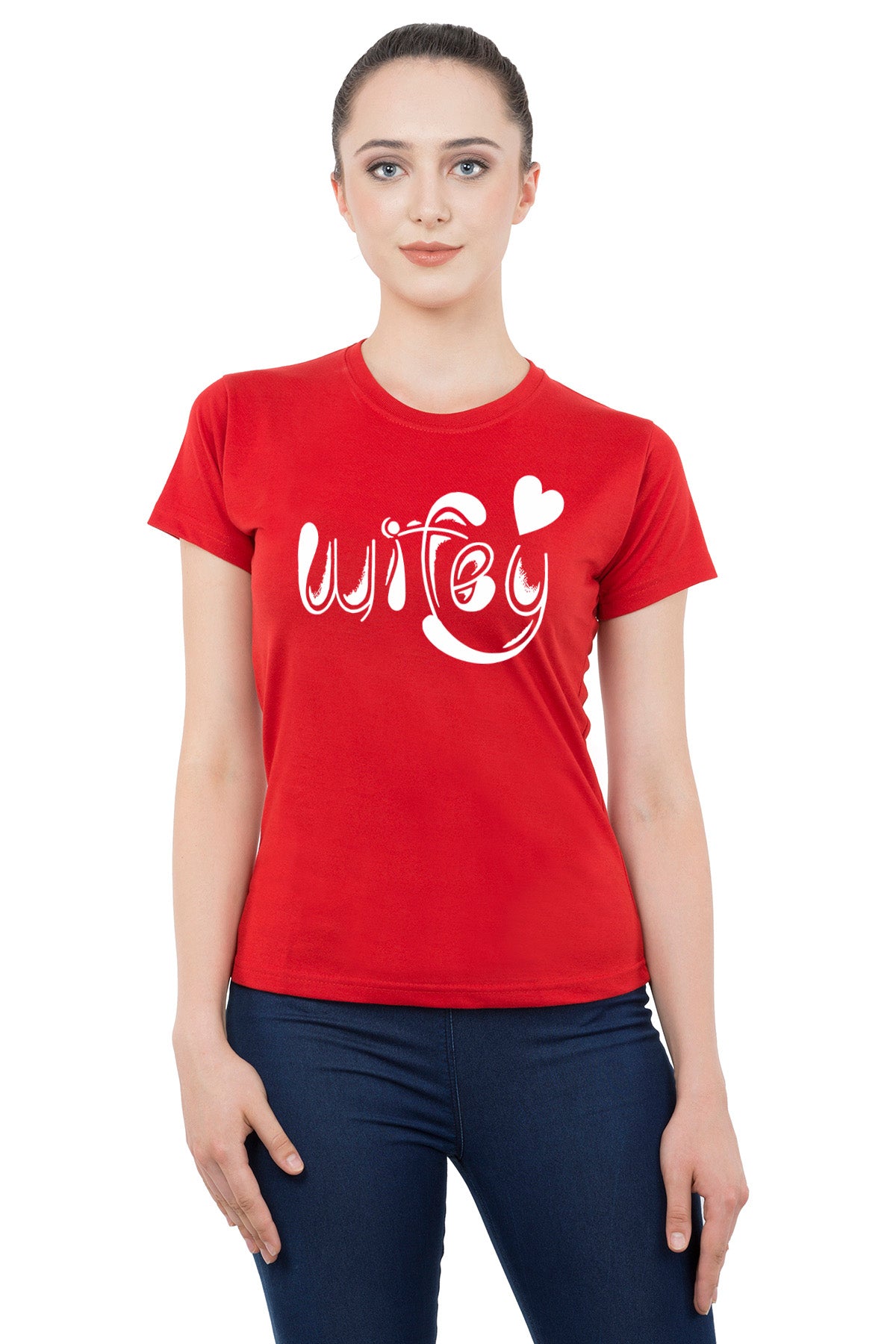 Hubby Wifey matching Couple T shirts- Red