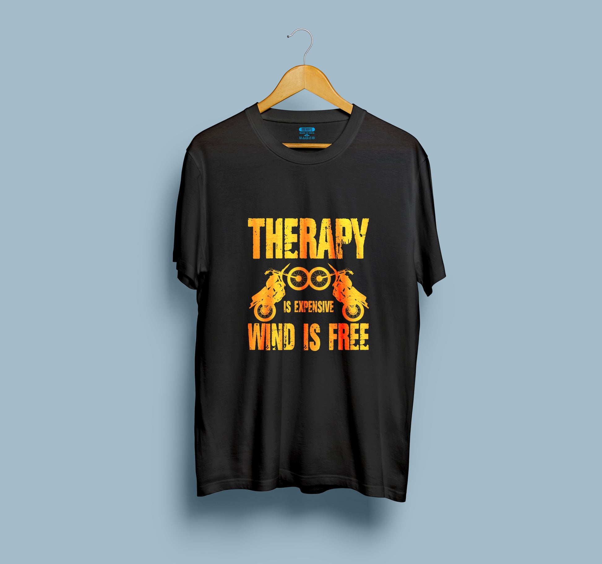 Therapy is expensive wind is free quote Biker t shirts - Black