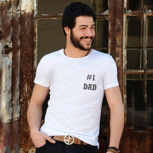 Fathers day Printed Tshirt for Men|Graphic Printed White t shirts for dads|#1 dad-10