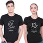 Moon Star  matching Couple T shirts- Black