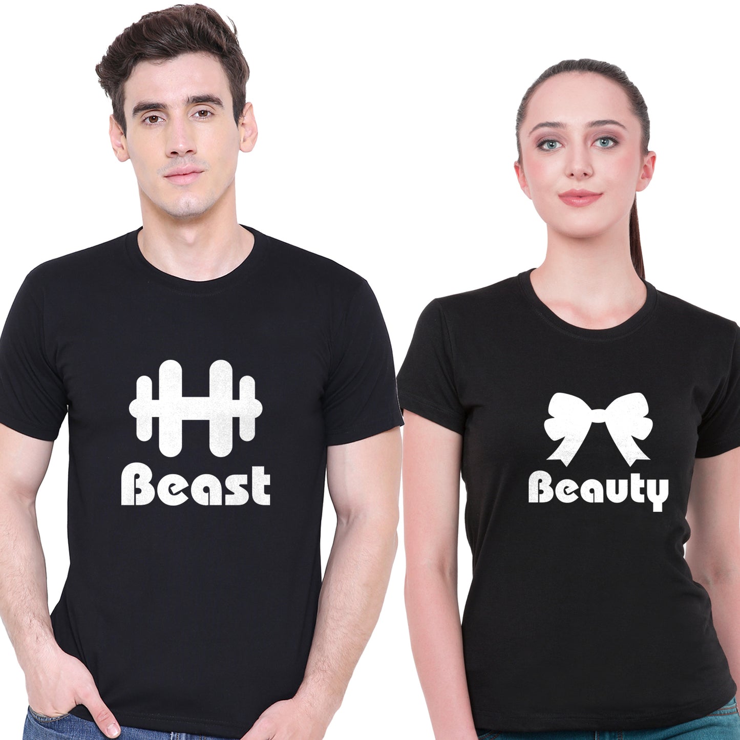 Beauty Beast matching Couple T shirts- Black