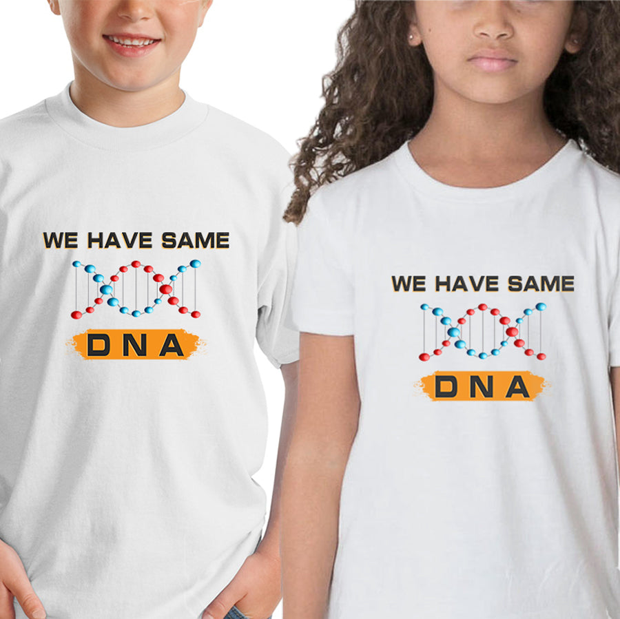 We have same DNA Sibling kids t shirts - white