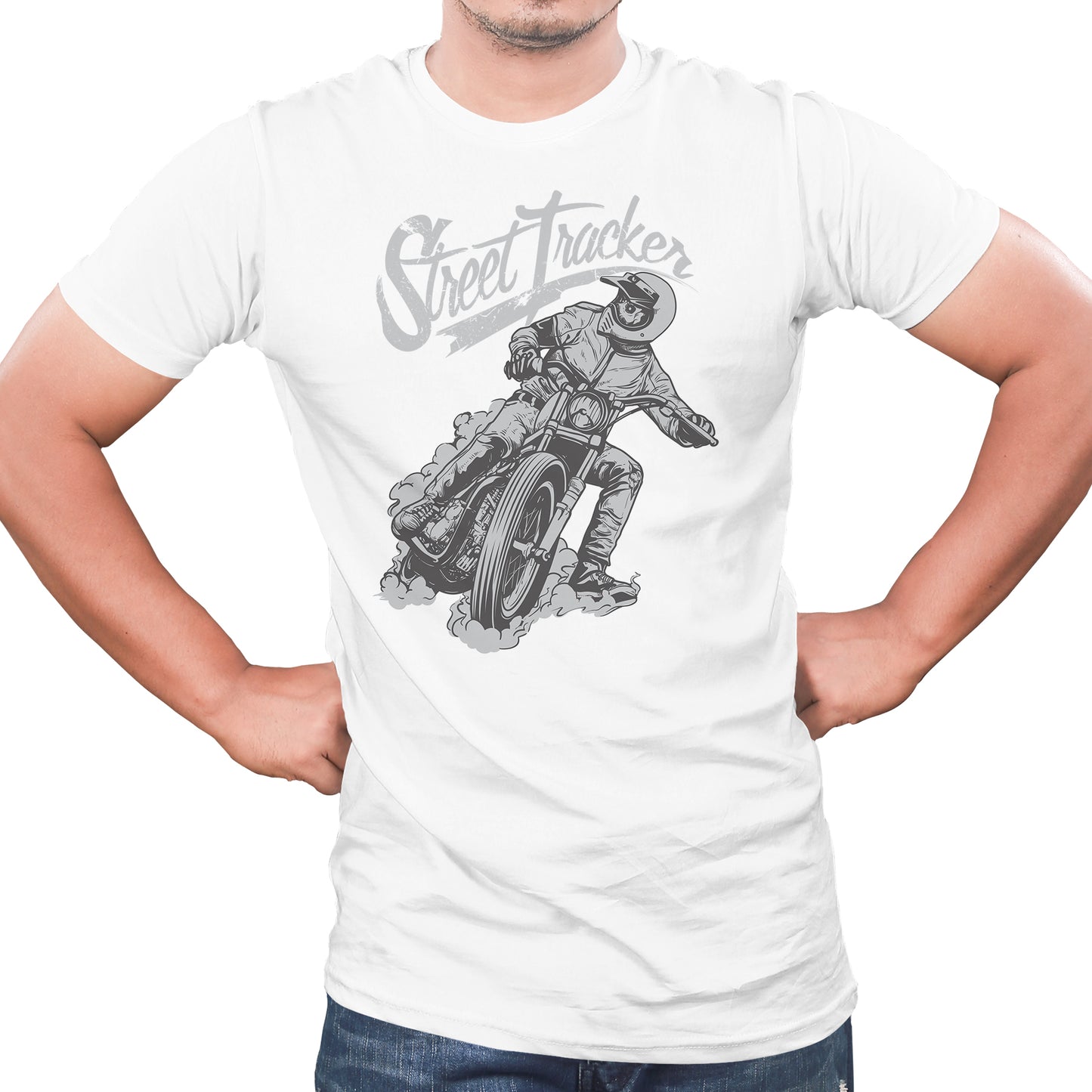 Street Rider quote Biker t shirts -White