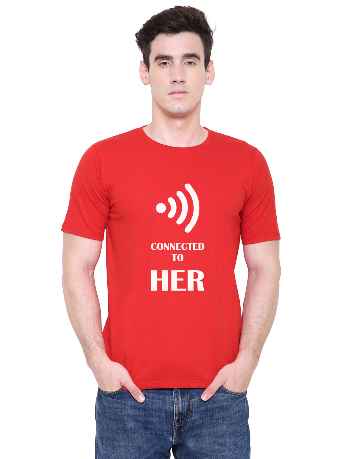 Connected to him/her  matching Couple T shirts- Red