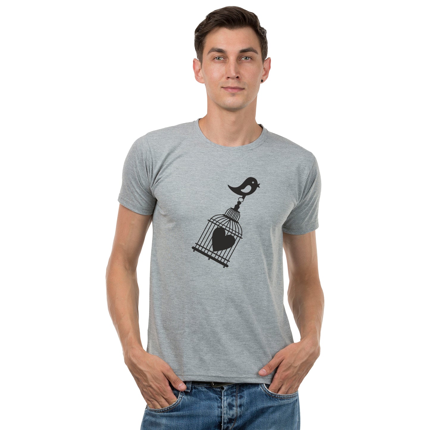 Love Bird matching Couple T shirts- Grey