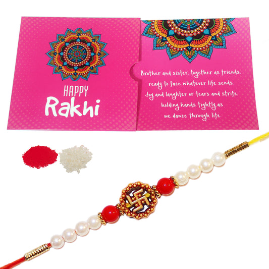 iberry's Rakhi Gift Pack with Set of one Rakhi, Greeting Card and Roli Chawal for Brother|Rakhi Combo with Branded Packaging-3333