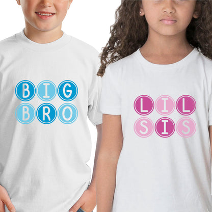 Big Bro- Lil sis matching Sibling kids t shirts - white