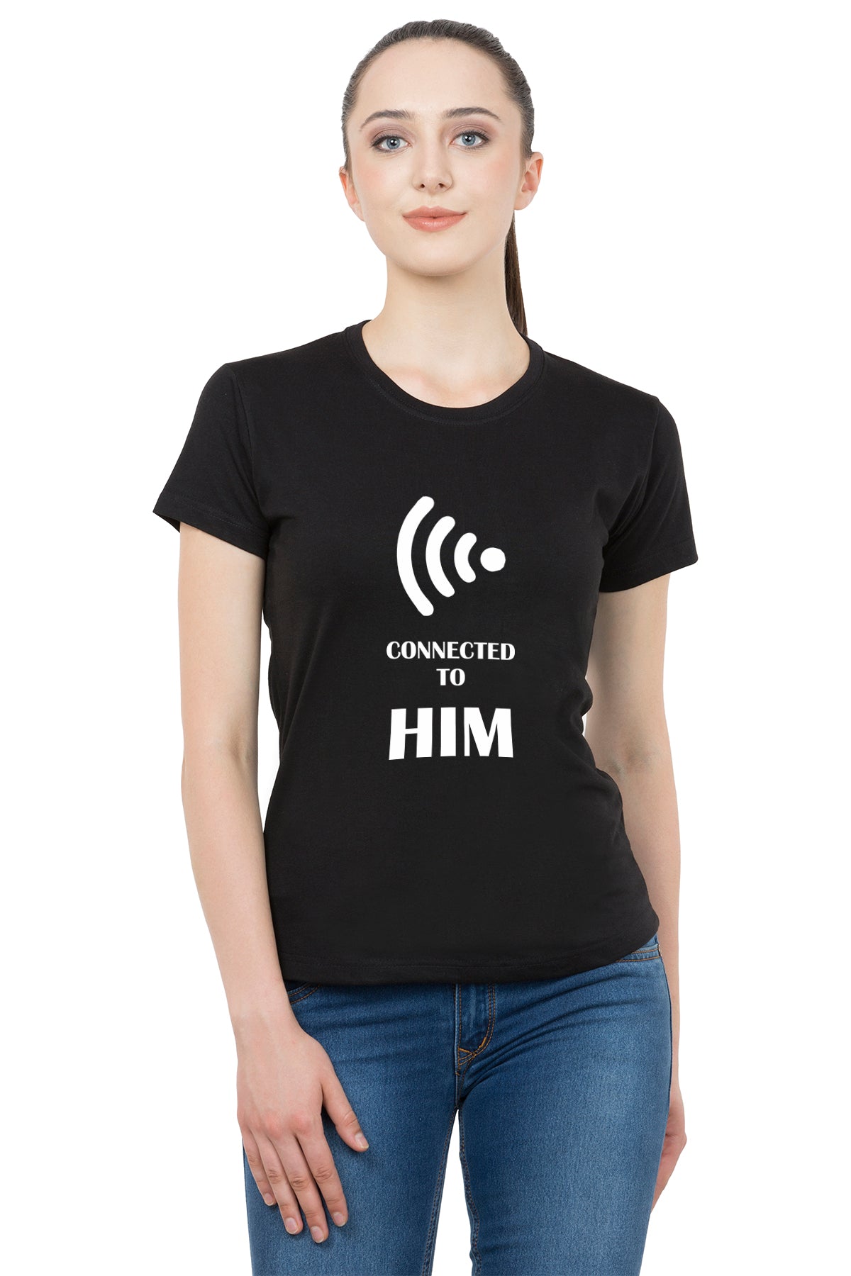 Connected to him/her  matching Couple T shirts- Black