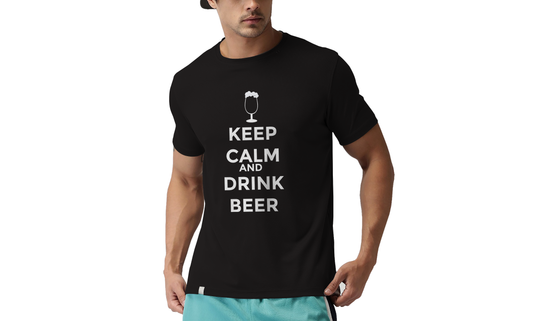 iberry's Printed T-Shirt for Men |Funny Quote Tshirt | Half Sleeve T shirts | Round Neck T Shirt |Cotton T-Shirt for Men- Keep calm and drink beer