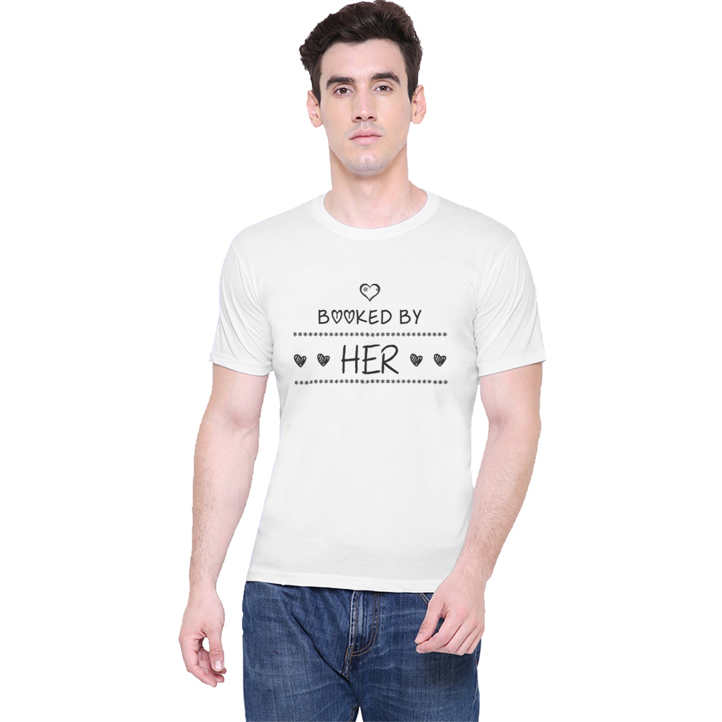 Booked by her matching Couple T shirts- White