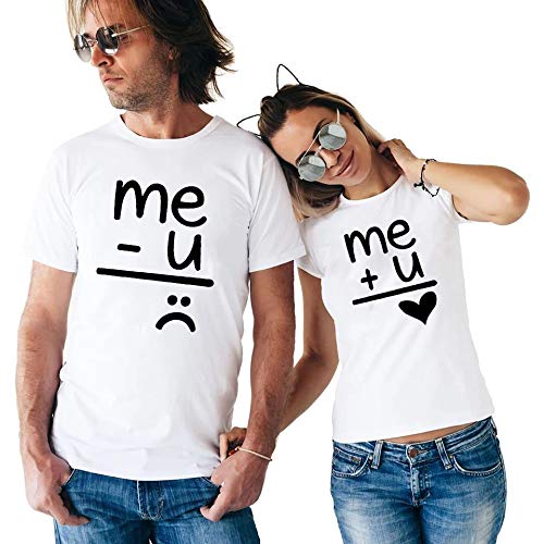 me and you is equal to us quote matching Couple T shirts- White