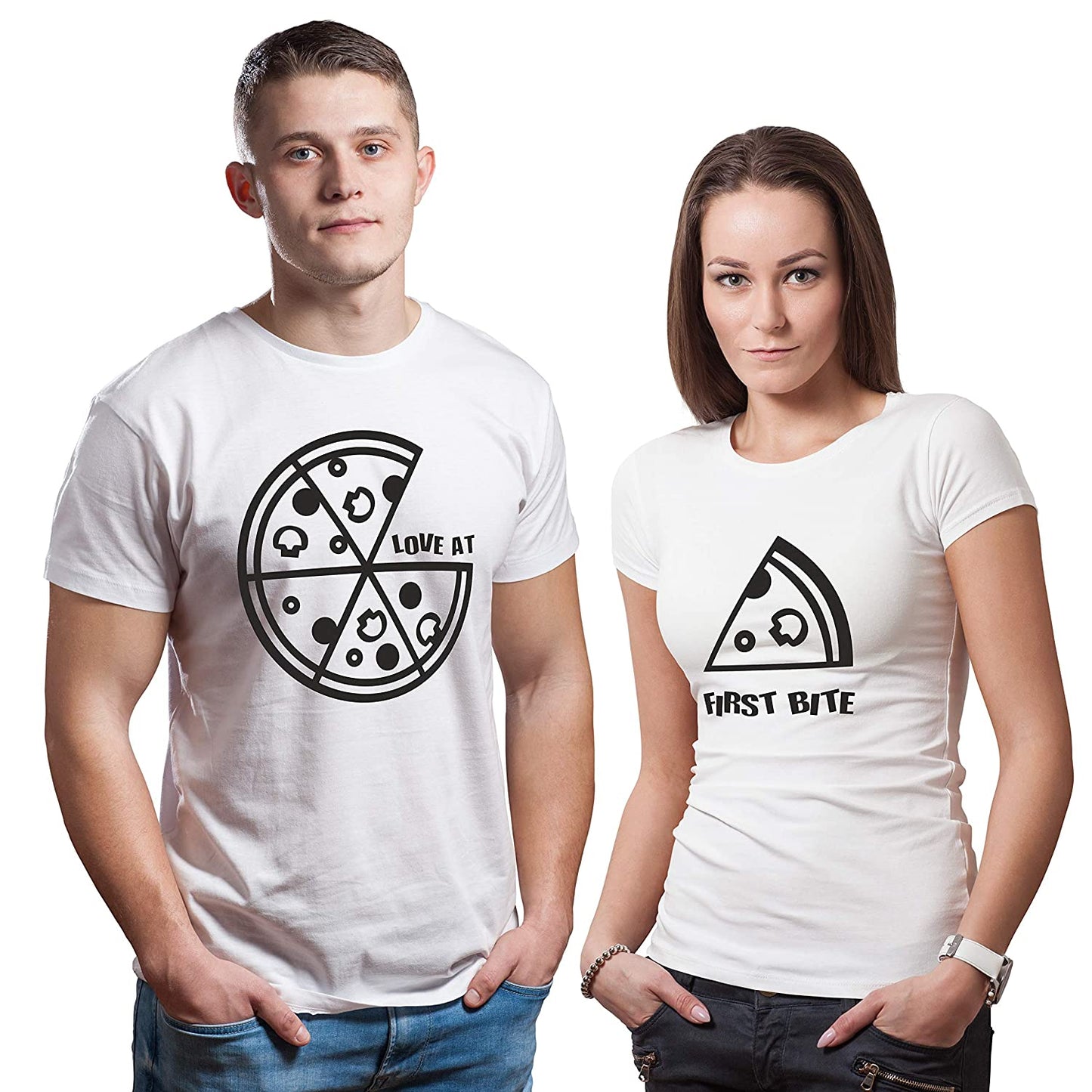 Love at first Bite matching Couple T shirts- White