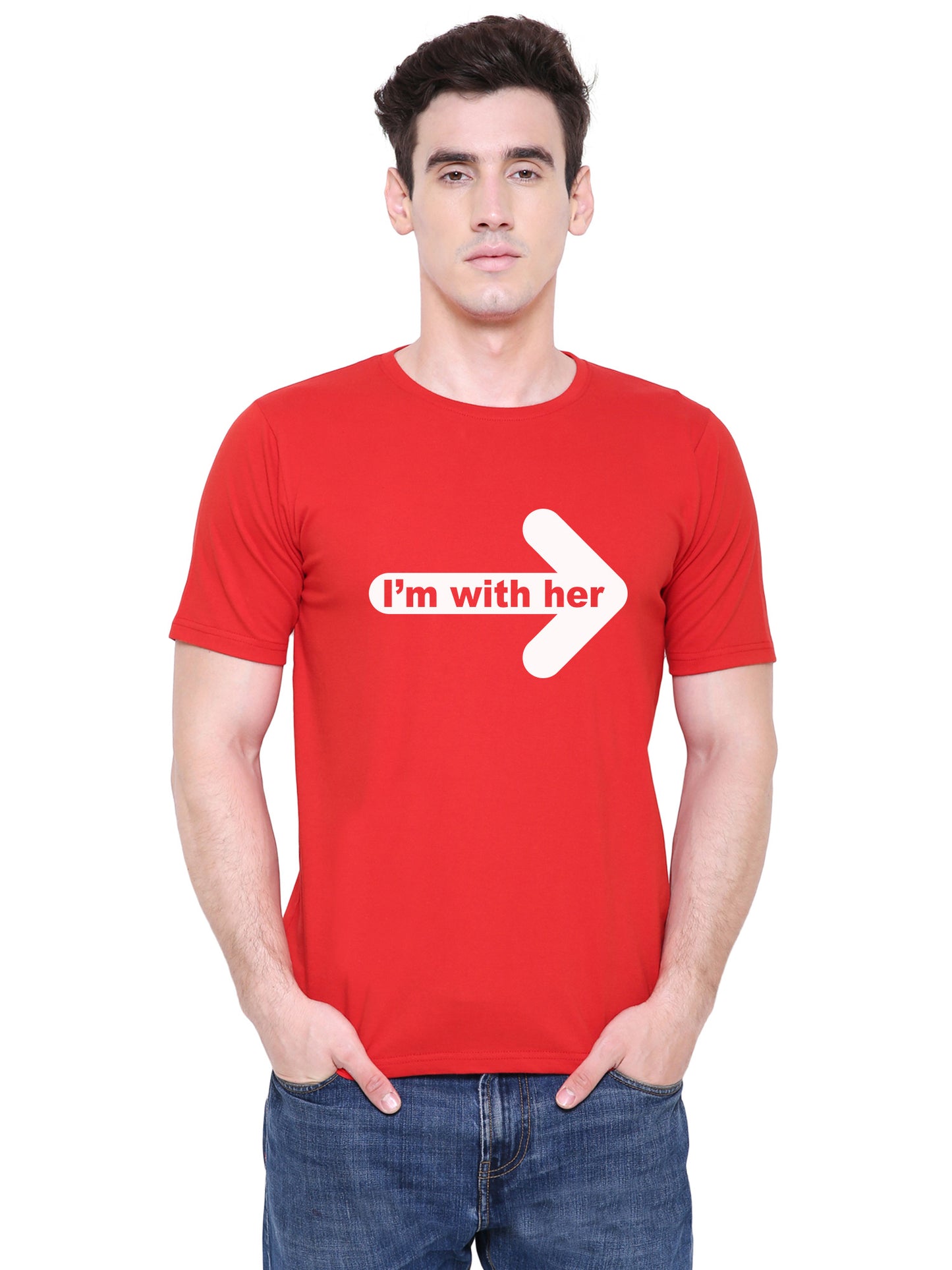 With him & her matching Couple T shirts- Red