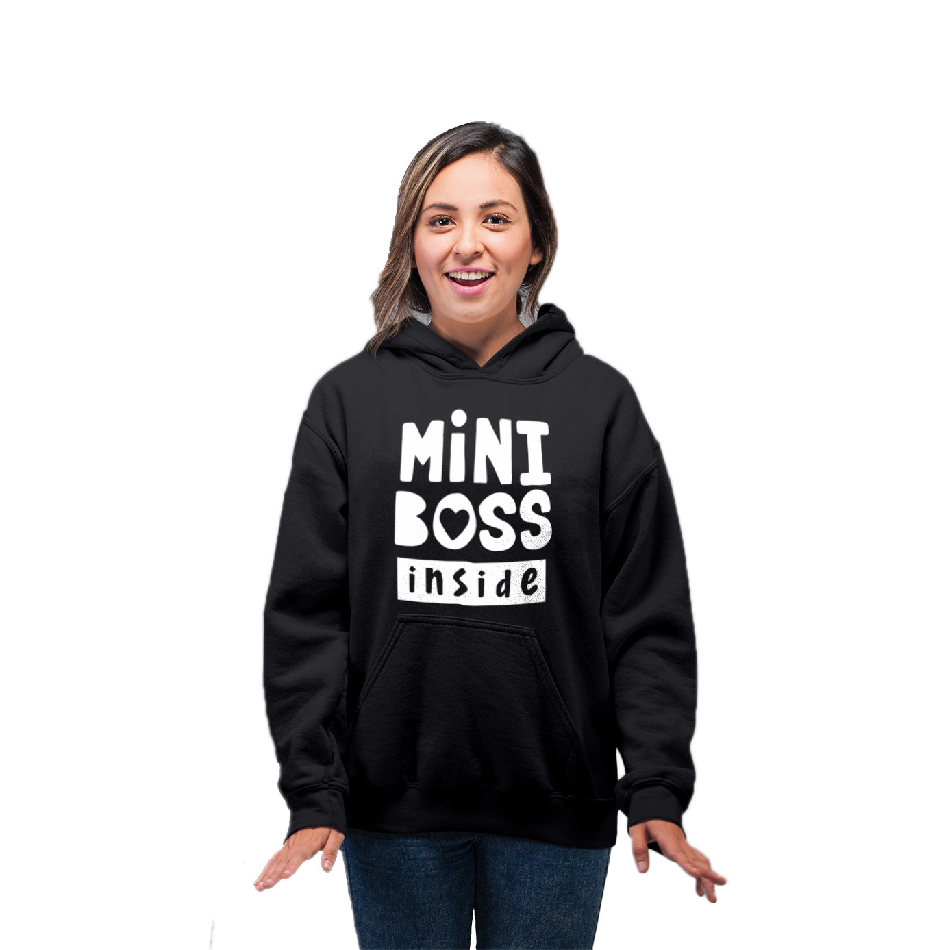Mini boss inside Maternity Sweatshirts |Maternity Hoodies for women- Black