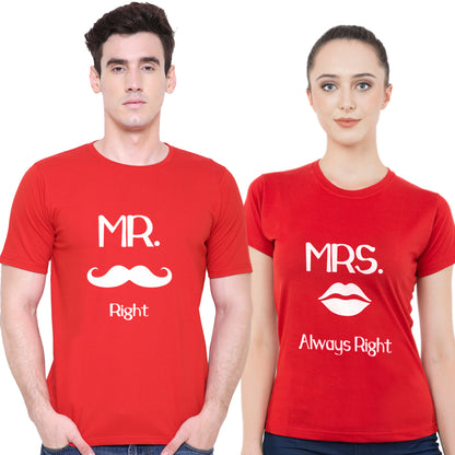 Mr. Mrs. Always Rightmatching Couple T shirts- Red