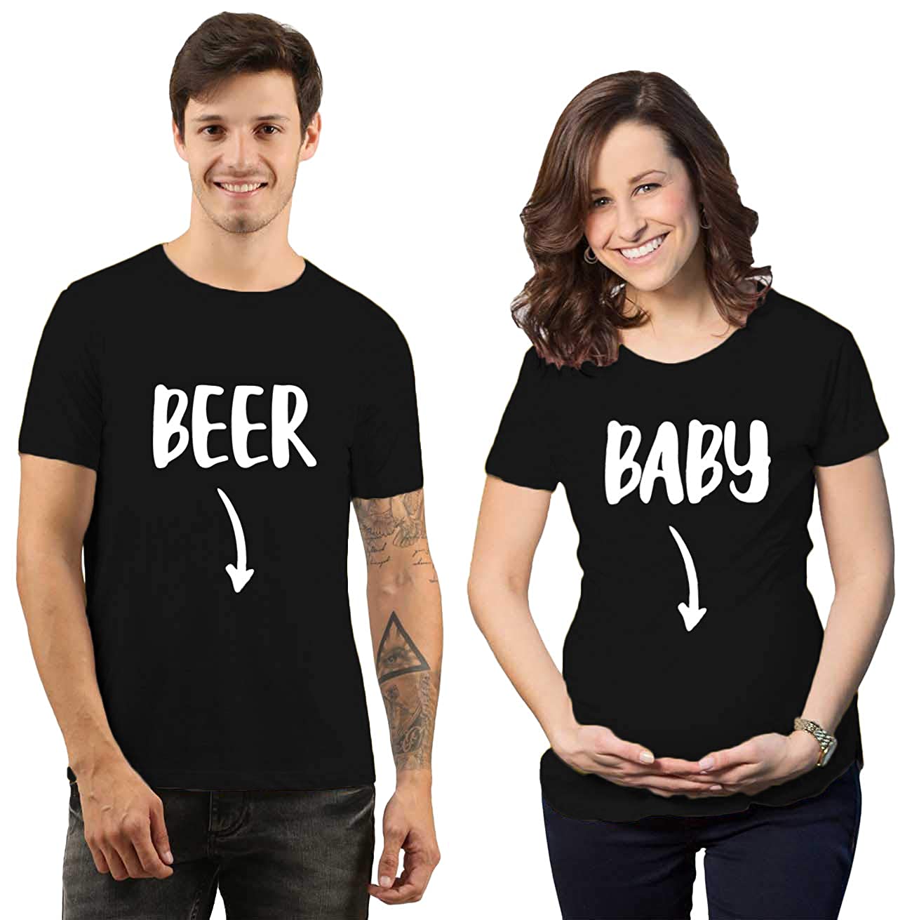 Beer & Baby Maternity Couple T shirts- Black