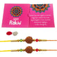 iberry's Rakhi Gift Pack with Set of 2 Rudraksh Rakhi, Greeting Card and Roli Chawal for Brother|Rakhi Combo with Branded Packaging-0303