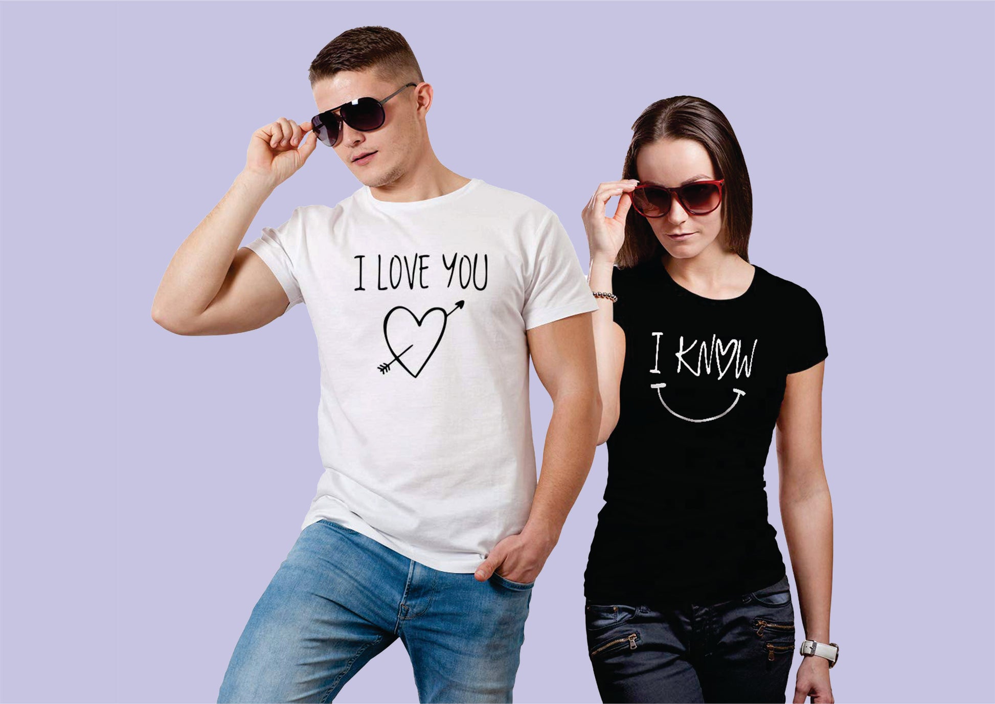 I Love you- I Know matching Couple T shirts- White Black