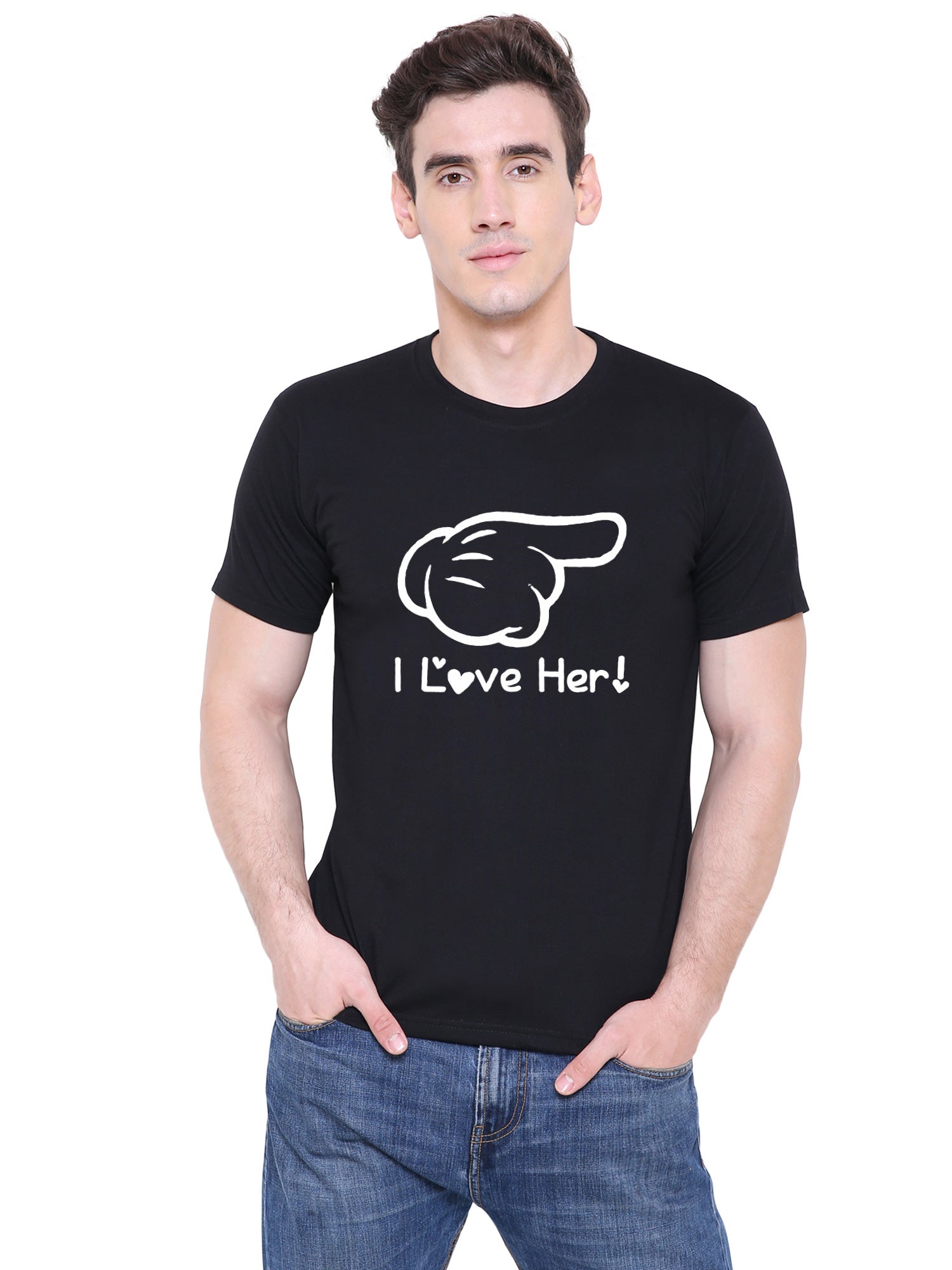 Love him her matching Couple T shirts- Black