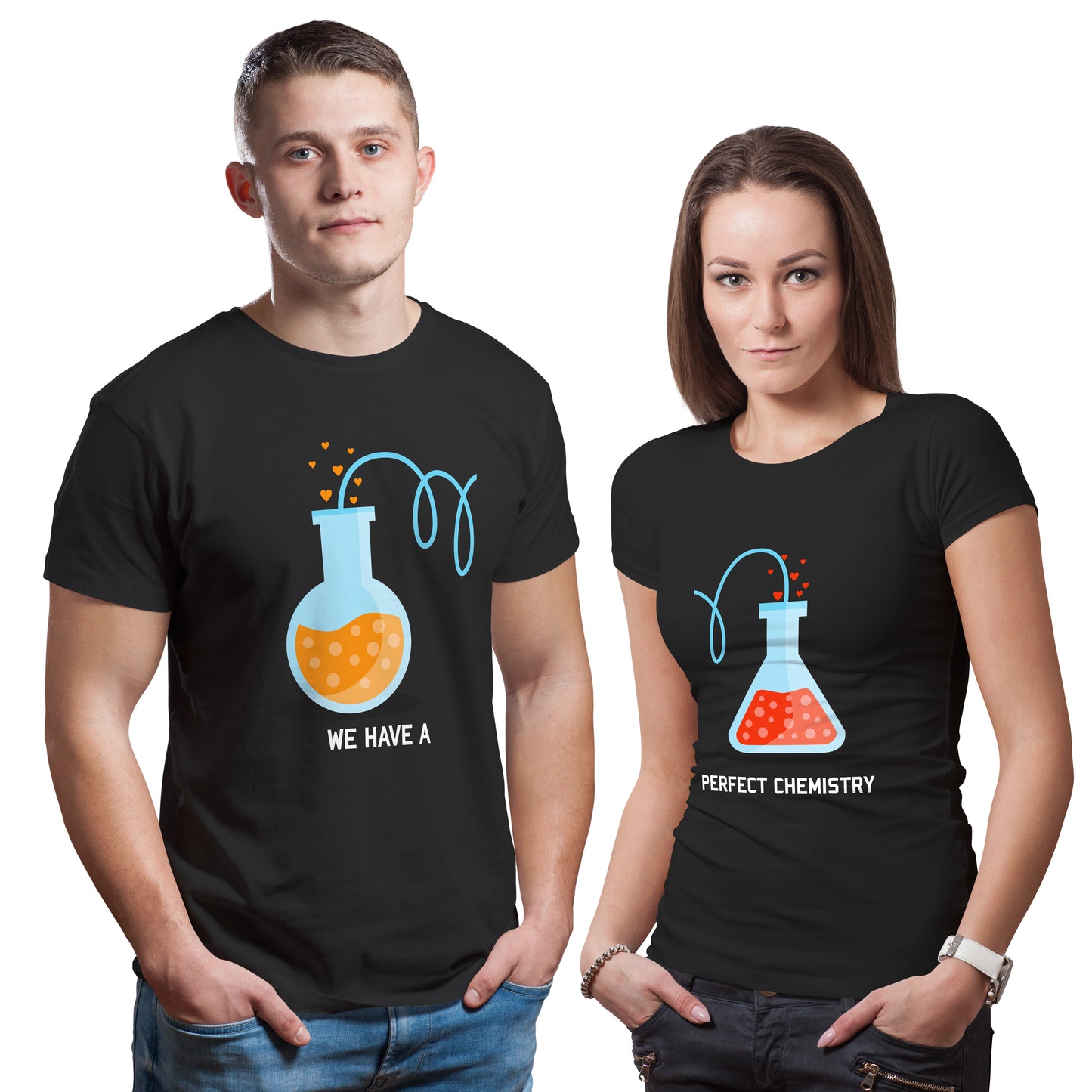 Perfect Chemistary matching Couple T shirts- White
