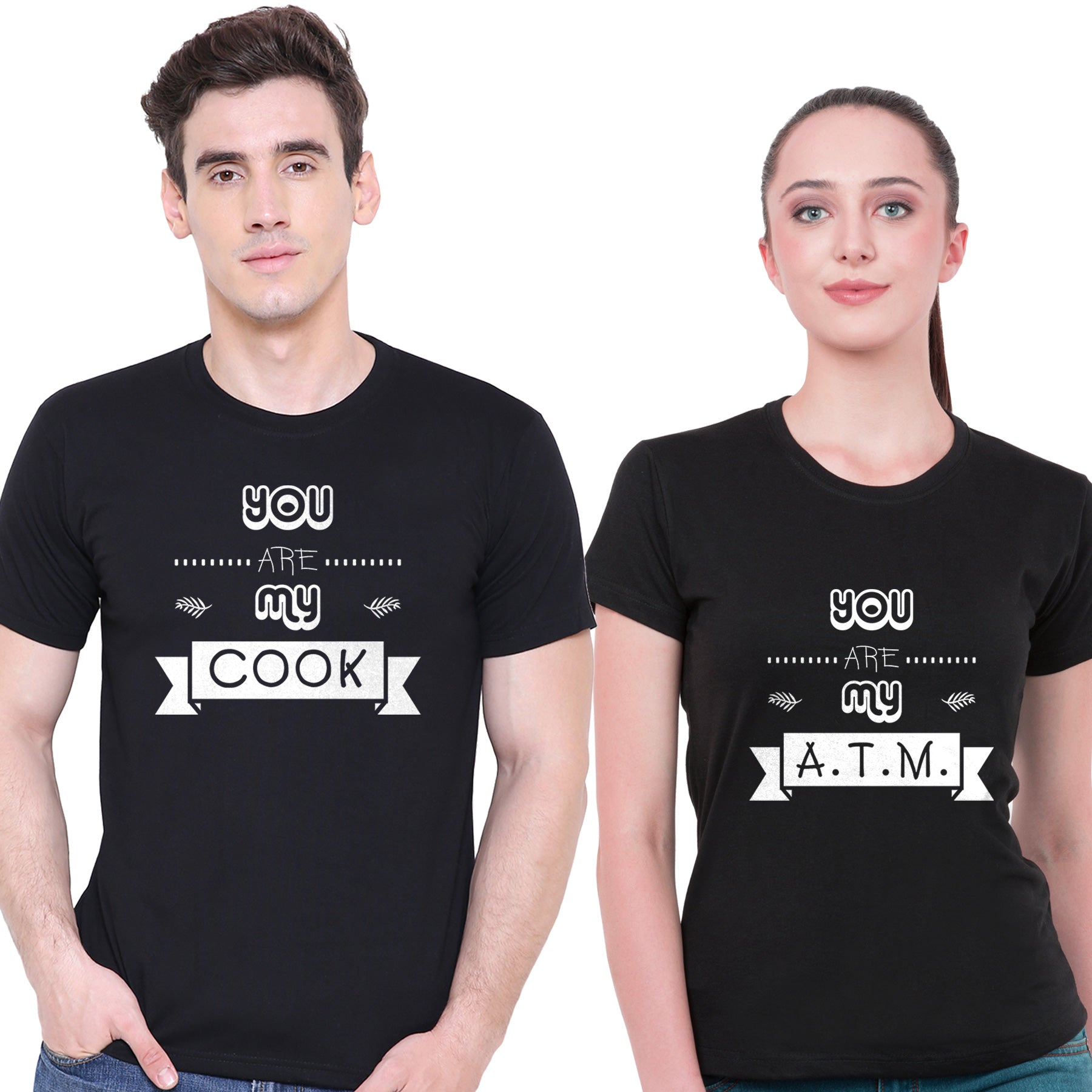 COOK ATM matching Couple T shirts- Black