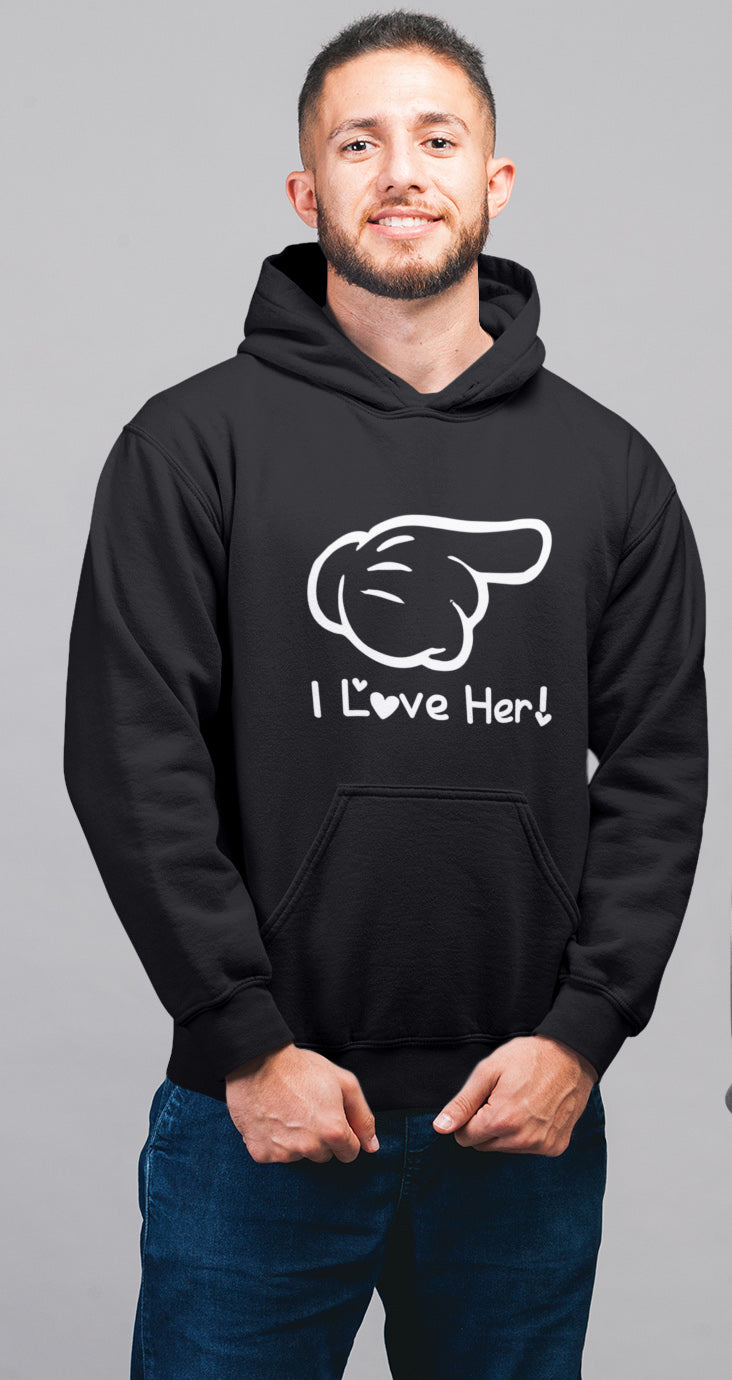 Love him/ Love her Matching Couple Cute Sweatshirts | Couple Hoodies- Black