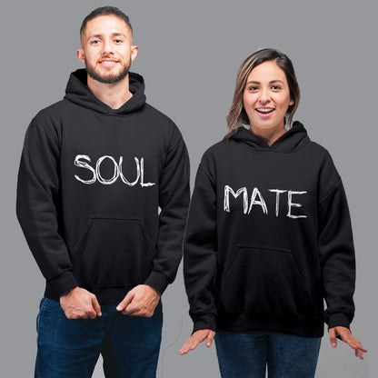 Soul Mate Matching Couple Hoodies for Men & Women Cotton Printed Cute Couple Sweatshirts-  (Set of 2)