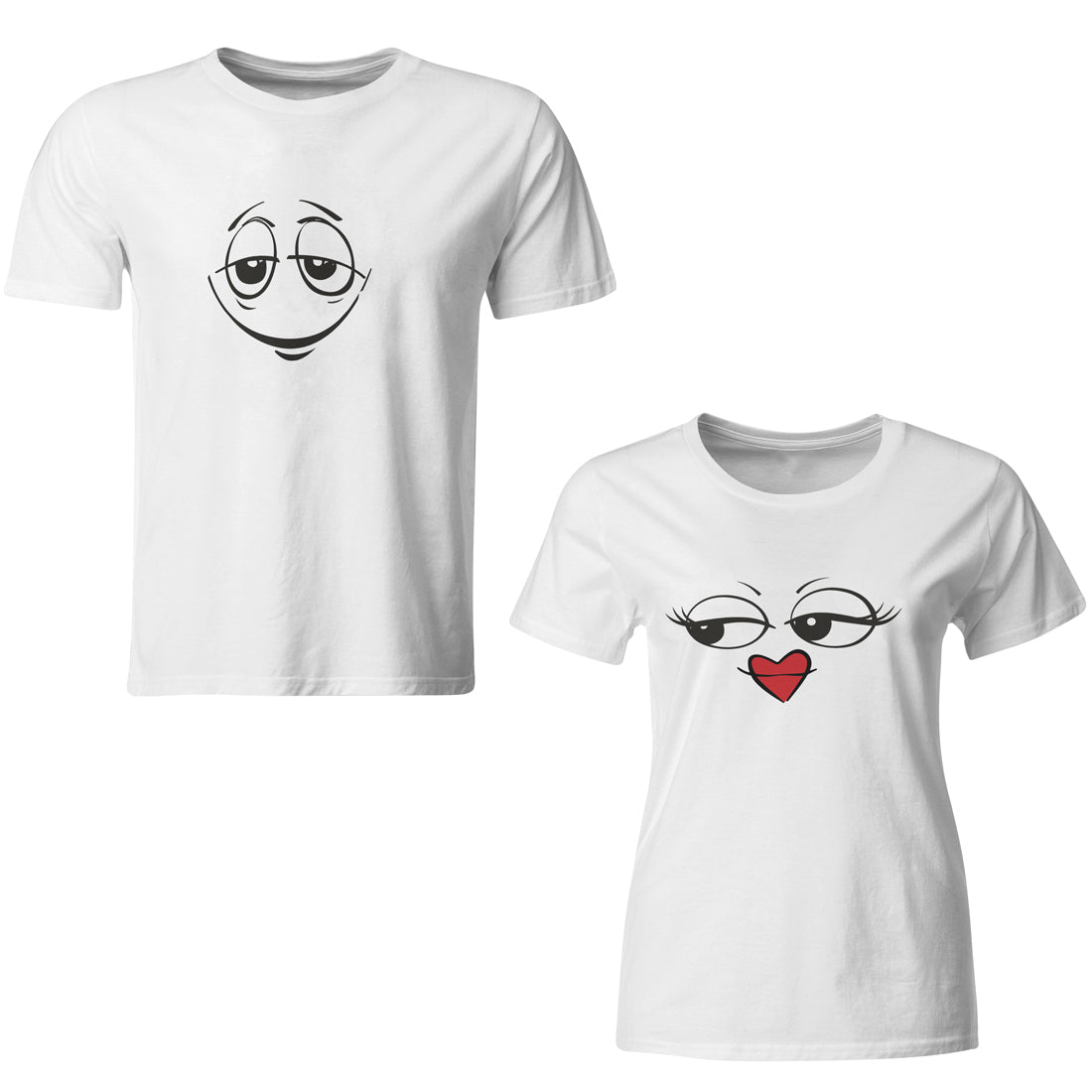 expressions matching couple tshirt red