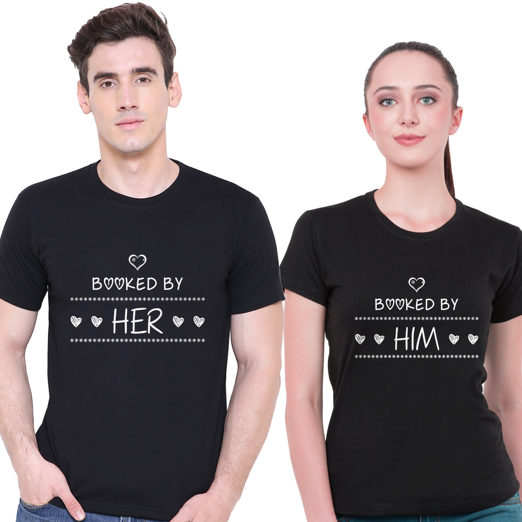 Booked by her matching Couple T shirts- Black