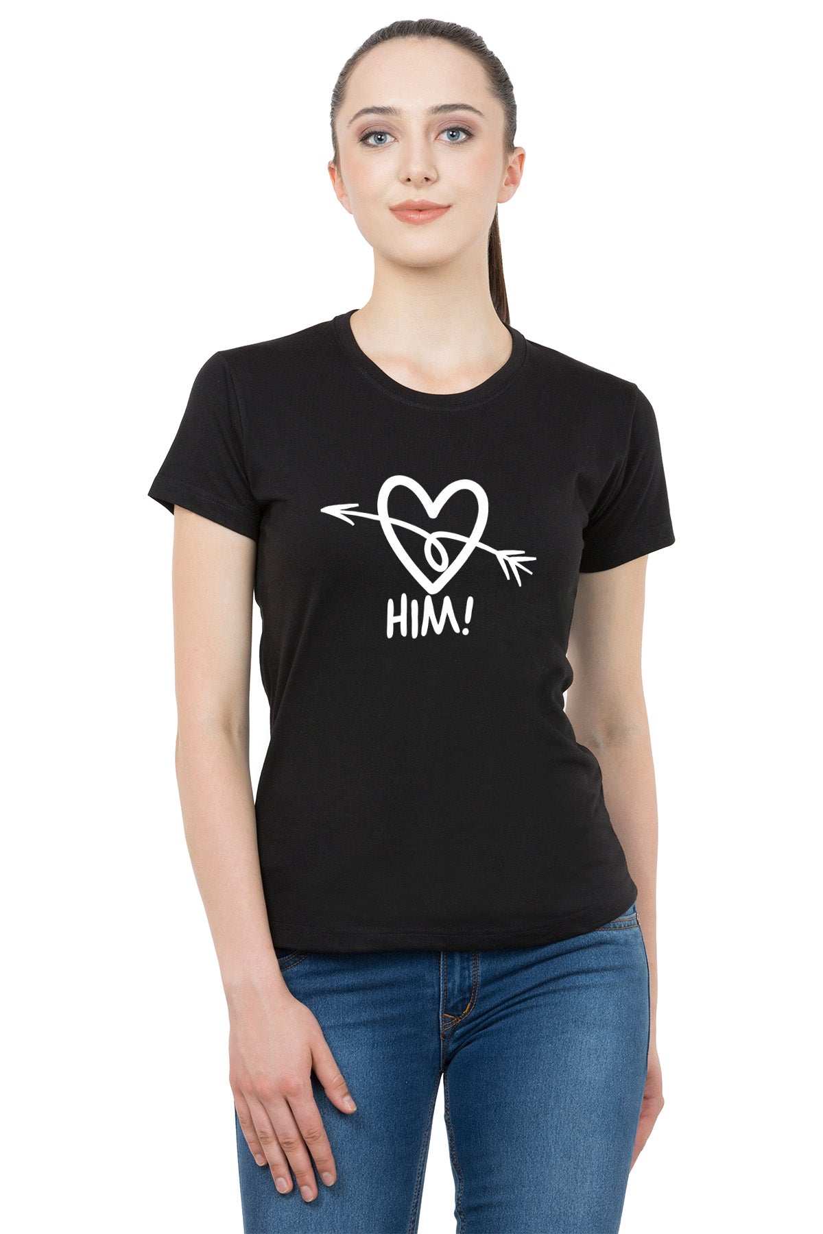 Heart Arrow matching Couple T shirts- Black