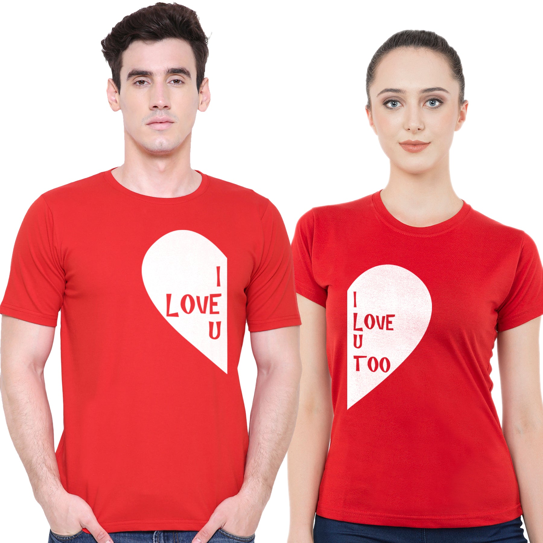 Half Heartmatching Couple T shirts- Red