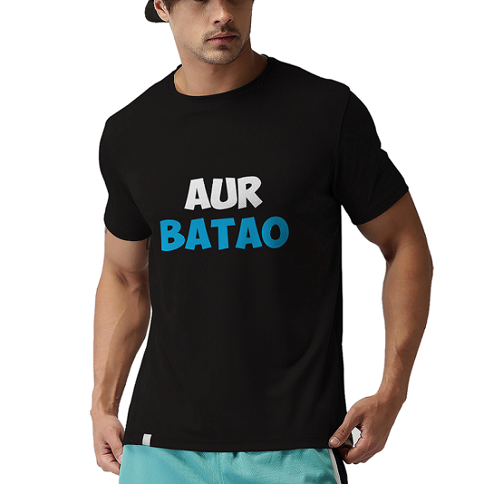 iberry's Printed T-Shirt for Men |Funny Quote Tshirt | Half Sleeve T shirts | Round Neck T Shirt |Cotton T-Shirt for Men- aur batao