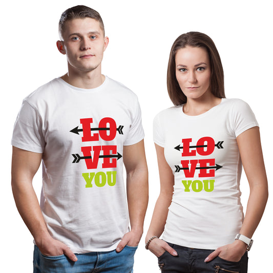 Love You matching Couple T shirts- White